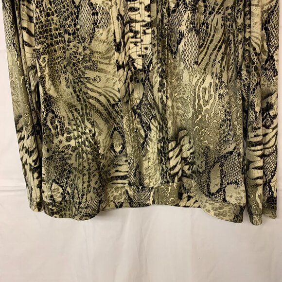 Chicos Blazer Multi Animal Print Metallic Green Bomber Zip Up Womens SZ 2(12-14) - Picture 3 of 9